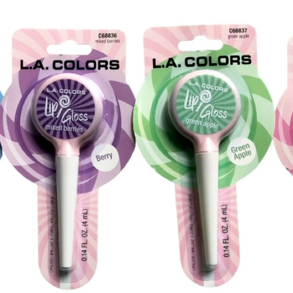 4 nostalgia lollipop lip balms bubble gum cotton candy mixed berries green apple